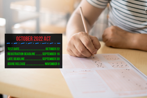 Attention ACT students: the registration deadline for the October 22 ACT is this Friday, September 16